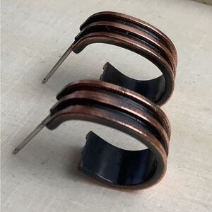 New vintage copper oval wide hoop earrings